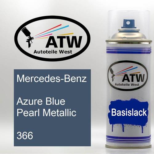 Mercedes-Benz, Azure Blue Pearl Metallic, 366: 400ml Sprühdose, von ATW Autoteile West.